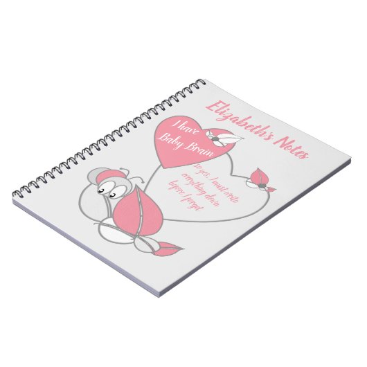 Carnet Pink gris mignon chenille cerveau bébé (Côté gauche)