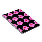 Carnet Pink Hibiscus Flowers On Black, (Côté Droit)