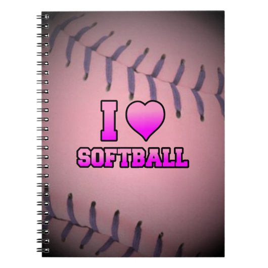 Carnet Pink I Love Softball (Devant)
