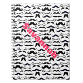 Carnet Pink Lettered Name Mustache Hipster Pattern (Devant)