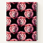 Carnet Pink Lion Head Animal Pattern Design - Black (Dos)