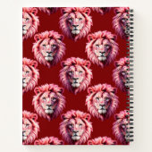 Carnet Pink Lion Head Animal Pattern Design Red (Dos)