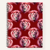 Carnet Pink Lion Head Animal Pattern Design Red (Devant)