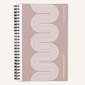 Carnet Pink Lombard Wavy Lines Modern Custom Notebook (Recto)