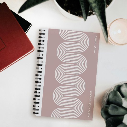 Carnet Pink Lombard Wavy Lines Modern Custom Notebook