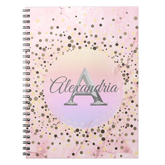 Carnet Pink Marble Speckled Monogram (Devant)