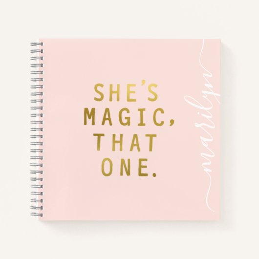 Carnet Pink Metallic Gold Girl Power She's Magic Custom (Devant)