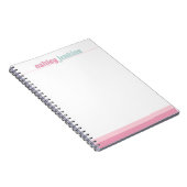 Carnet Pink & Mint Personalized Name Spiral Notebook (Côté Droit)