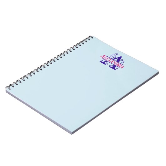 Carnet Pink Nom personnalisé Purple Floral Monogramme Per (Côté gauche)
