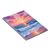 Carnet Pink Ocean Waves Sunset Watercolor (Côté Droit)
