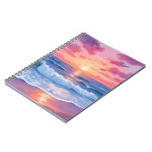 Carnet Pink Ocean Waves Sunset Watercolor (Côté gauche)