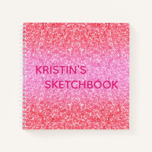 Carnet Pink Ombre Parties scintillant Monogramme (Devant)