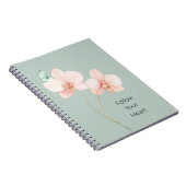 Carnet Pink Orchid Flowers Mint Green Butterfly (Côté Droit)