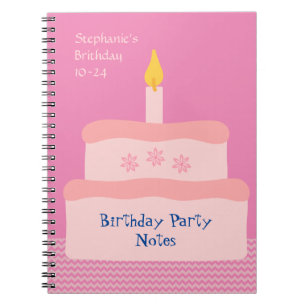 Carnet Pink Personnaliser Anniversaire Cake Party