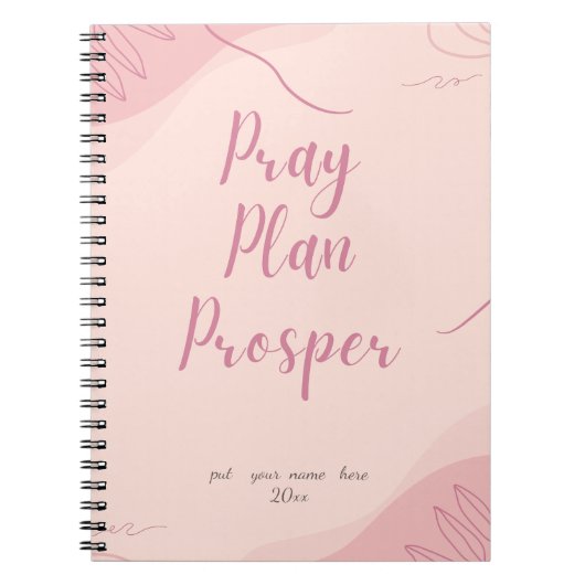 Carnet Pink Pray Plan Prosper Faith-Based Daily  (Devant)