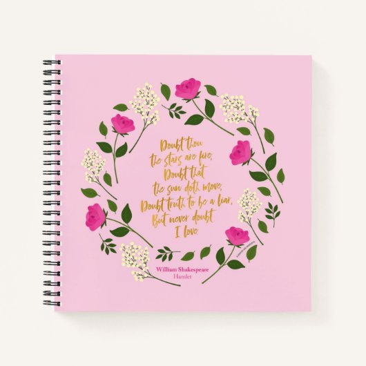 Carnet Pink Purple Floral William Shakespeare Never Doubt (Devant)