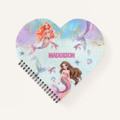 Carnet Pink Purple Glitter Mermaids Add Name (Devant)