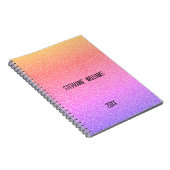 Carnet Pink Purple Glittery Monogramme Nom Cute Girly Cad (Côté Droit)