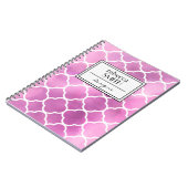 Carnet Pink Quatrefoil, Latticework, Trellis, Watercolors (Côté gauche)