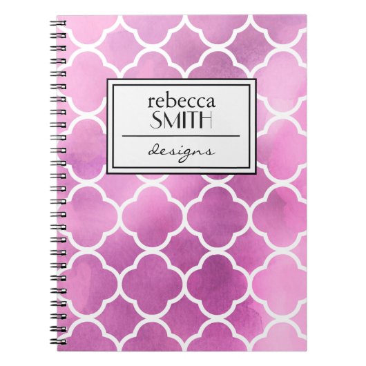 Carnet Pink Quatrefoil, Latticework, Trellis, Watercolors (Devant)
