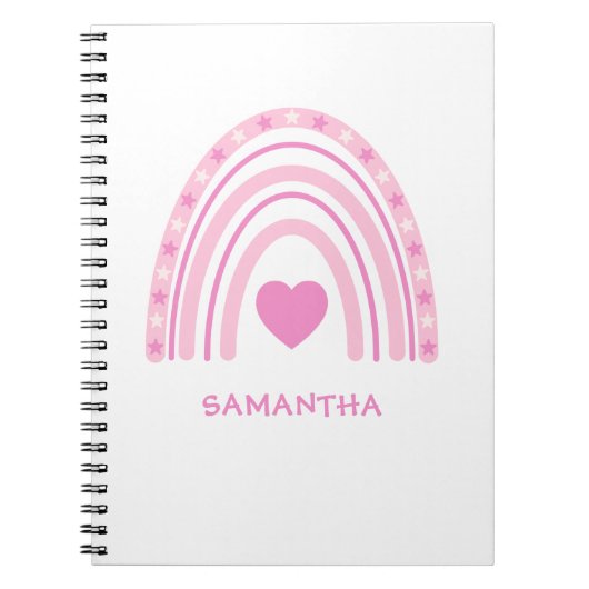 Carnet Pink Rainbow Name School (Devant)