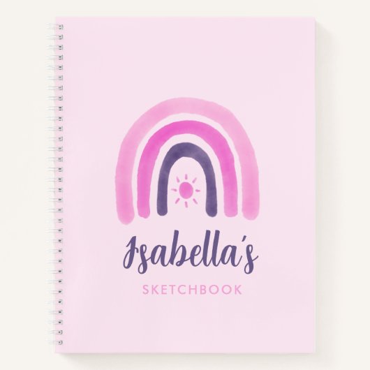 Carnet Pink Rainbow Sketchbook Girl (Devant)