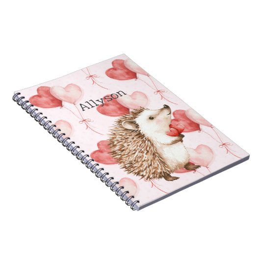 Carnet Pink Red Hearts Balloons Hedgehog (Côté Droit)