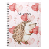Carnet Pink Red Hearts Balloons Hedgehog (Devant)