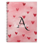 Carnet Pink Red Hearts Monogram Name (Devant)