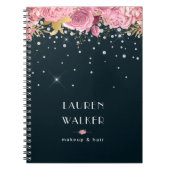 Carnet pink roses diamonds elegant monogram (Devant)