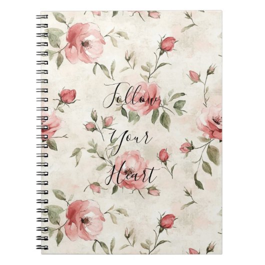 Carnet Pink Roses Floral  (Devant)