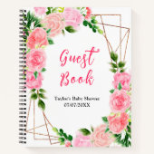 Carnet Pink Roses Floral Baby Shower Guest Book (Devant)
