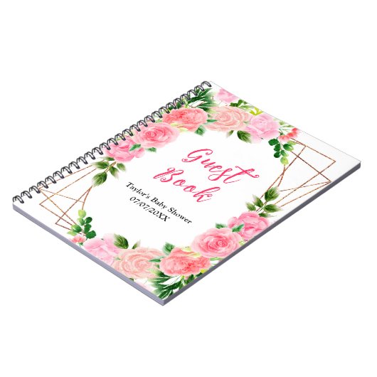 Carnet Pink Roses Floral Baby Shower Guest Book (Côté gauche)