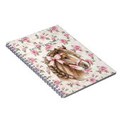 Carnet Pink Roses Floral Pretty Horse Pink Bow (Côté Droit)