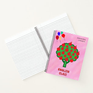 Carnet Pink School Objet Pommes Nom des ballons