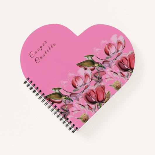 Carnet Pink Simple Professional Calligraphy Magnolias (Devant)