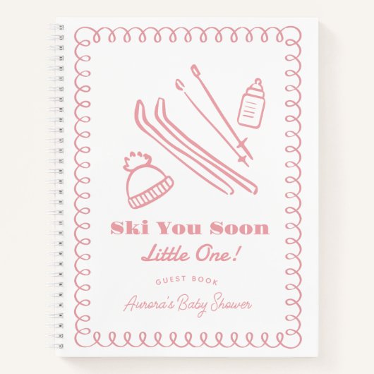 Carnet Pink Ski You Soon Boy Baby Shower Guest Book (Devant)