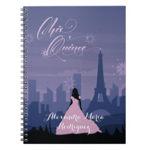 Carnet Pink & Slate Blue Paris Fireworks Quinceañera