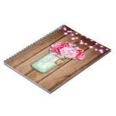 Carnet Pink String Lights & Mason Jar Flowers Rustic Wood (Côté gauche)