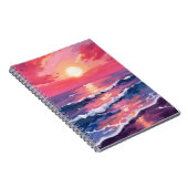 Carnet Pink Sunset Purple Ocean Waves Watercolor (Côté Droit)