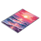 Carnet Pink Sunset Purple Ocean Waves Watercolor (Côté gauche)