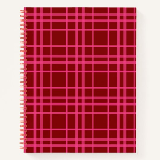 Carnet Pink Sur Maroon Rouge Tartan Plaid Design Motif (Devant)