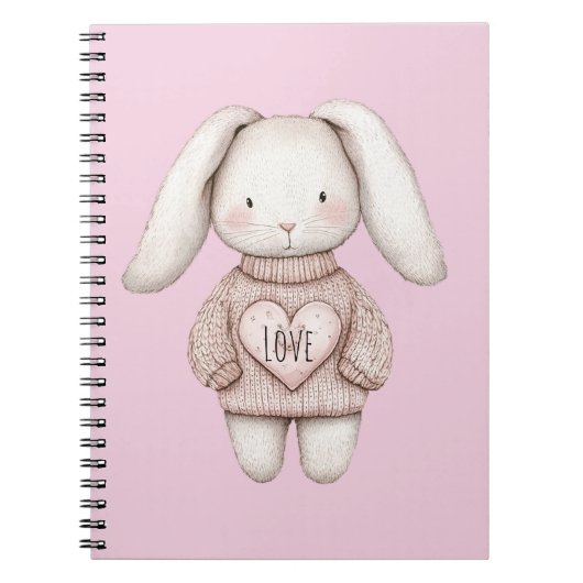 Carnet Pink Sweet Cute Bunny Pink Sweater Heart (Devant)