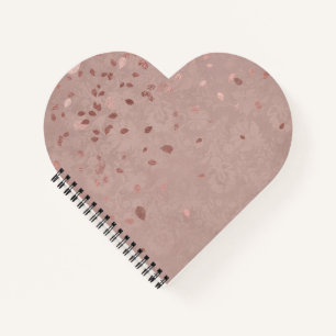 Carnet Pink Tan Brown brillant or Élégant Feuilles aléato