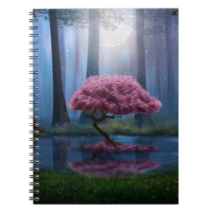 Carnet Pink Tree Pond Forest Photomanipulation