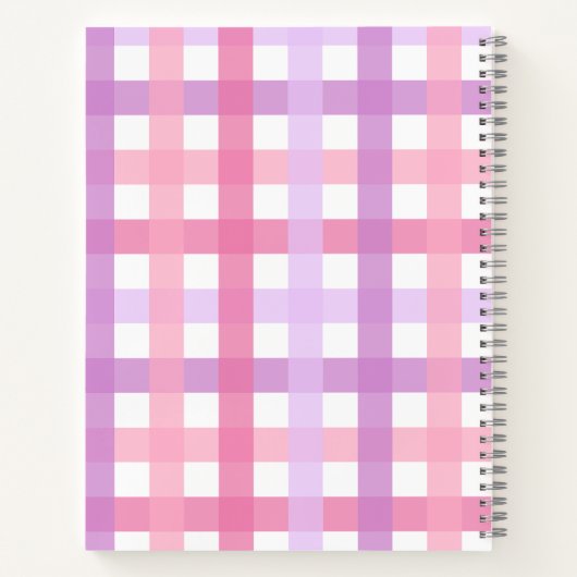 Carnet Pink violet pastel Monogram En vichy Motif (Dos)