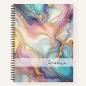 Carnet Pink violet Turquoise Aqua Blue Gold Marble Art Mo (Devant)
