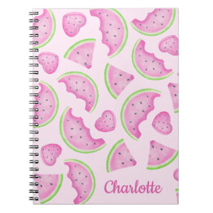 Carnet Pink Watercolor Girl Nom personnalisé Watermelon