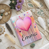 Carnet Pink Watercolor Heart Love Flows 