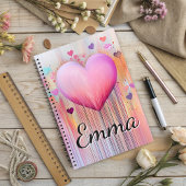 Carnet Pink Watercolor Heart Love Flows 